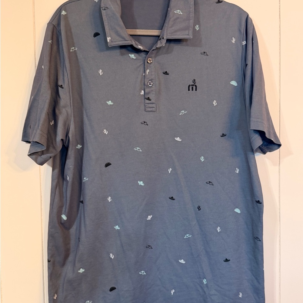 Travis Mathew Blue Polo Shirt with Pattern